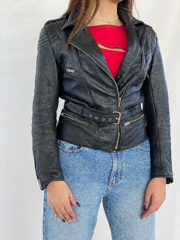 Vintage Heavy Genuine Leather Bikers Jacket