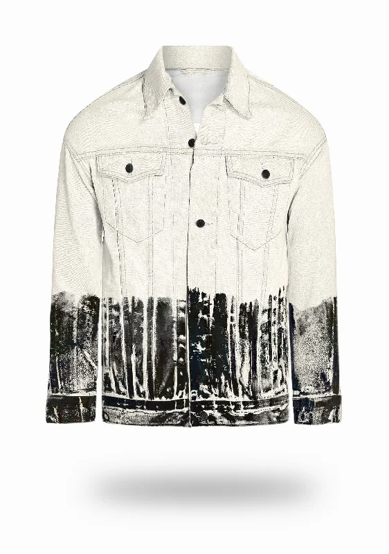 Longer Off-White Denim Jacket with Midnight Oil Foil